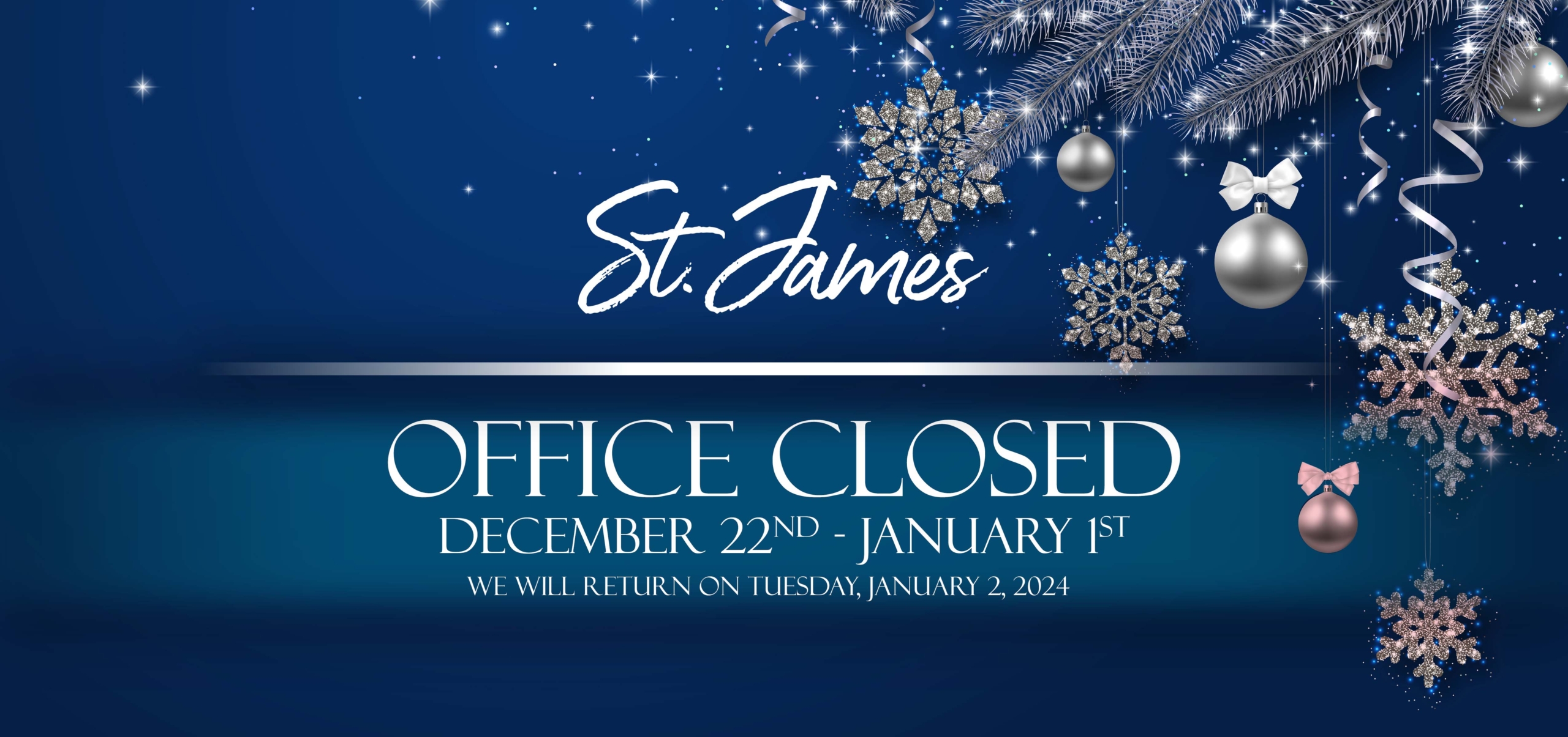 2023 Christmas office closed_St. James Alpharetta